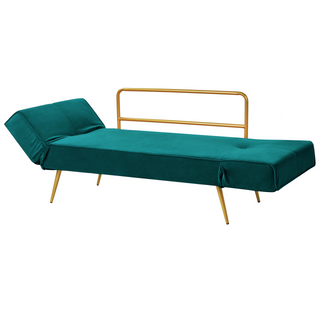 Fabric Sofa Bed Emerald Green Adjustable Armrests Living Room Guest Bed Modern Beliani