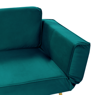 Fabric Sofa Bed Emerald Green Adjustable Armrests Living Room Guest Bed Modern Beliani