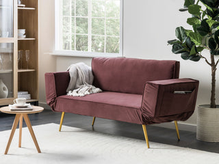 Fabric Sofa Bed Pink Adjustable Armrests Living Room Guest Bed Minimalist Beliani