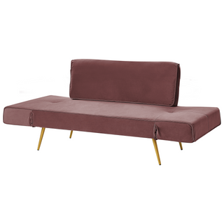 Fabric Sofa Bed Pink Adjustable Armrests Living Room Guest Bed Minimalist Beliani