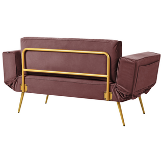 Fabric Sofa Bed Pink Adjustable Armrests Living Room Guest Bed Minimalist Beliani