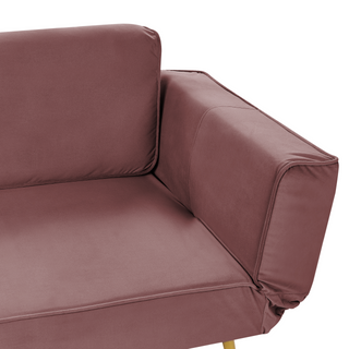 Fabric Sofa Bed Pink Adjustable Armrests Living Room Guest Bed Minimalist Beliani