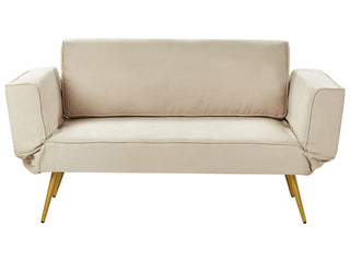 Fabric Sofa Bed Beige Adjustable Armrests Living Room Guest Bed Modern Beliani - Sofa In Store