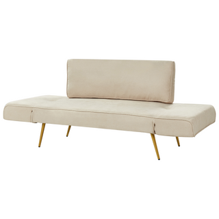 Fabric Sofa Bed Beige Adjustable Armrests Living Room Guest Bed Modern Beliani - Sofa In Store
