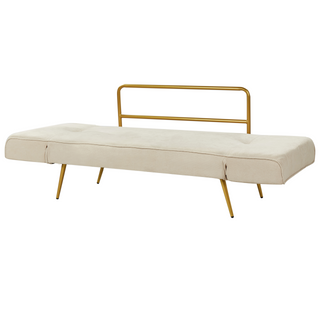 Fabric Sofa Bed Beige Adjustable Armrests Living Room Guest Bed Modern Beliani - Sofa In Store