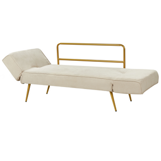 Fabric Sofa Bed Beige Adjustable Armrests Living Room Guest Bed Modern Beliani - Sofa In Store