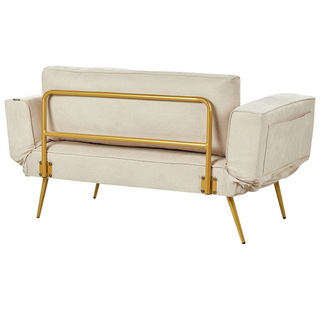 Fabric Sofa Bed Beige Adjustable Armrests Living Room Guest Bed Modern Beliani - Sofa In Store