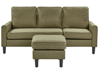 3-Seater Sofa with Ottoman Footstool | Upholstered Fabric | Green | Mid Century Design | Modern Collection - Sofa In Store