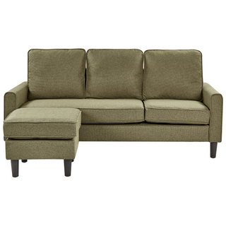 3-Seater Sofa with Ottoman Footstool | Upholstered Fabric | Green | Mid Century Design | Modern Collection - Sofa In Store