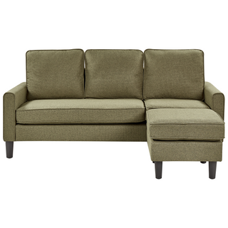 3-Seater Sofa with Ottoman Footstool | Upholstered Fabric | Green | Mid Century Design | Modern Collection - Sofa In Store