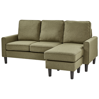 3-Seater Sofa with Ottoman Footstool | Upholstered Fabric | Green | Mid Century Design | Modern Collection - Sofa In Store