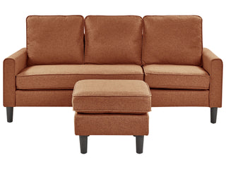 3-Seater Sofa with Ottoman Footstool | Fabric | Golden Brown | Mid Century Design | Upholstered - Sofa In Store