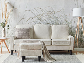 3-Seater Sofa with Ottoman Footstool | Boucle Upholstery | White | Mid Century Design | Sofa In Store - Sofa In Store