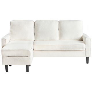 3-Seater Sofa with Ottoman Footstool | Boucle Upholstery | White | Mid Century Design | Sofa In Store - Sofa In Store