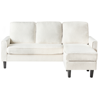 3-Seater Sofa with Ottoman Footstool | Boucle Upholstery | White | Mid Century Design | Sofa In Store - Sofa In Store