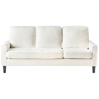 3-Seater Sofa with Ottoman Footstool | Boucle Upholstery | White | Mid Century Design | Sofa In Store - Sofa In Store