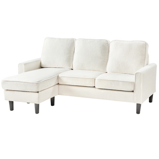 3-Seater Sofa with Ottoman Footstool | Boucle Upholstery | White | Mid Century Design | Sofa In Store - Sofa In Store