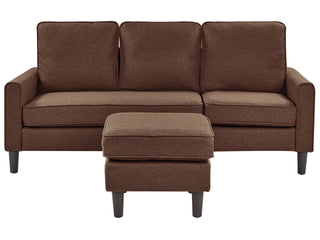 3 Seater Sofa with Ottoman Footstool | Fabric | Brown | Mid Century Design | Upholstered - Sofa In Store
