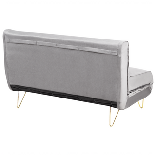 Sofa Bed Grey Velvet 2 Seater Fold-Out Sleeper Armless With 2 Cushions Metal Gold Legs Glamour Beliani - Sofa In Store