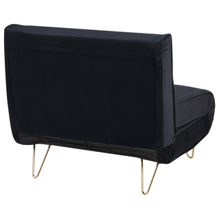 Small Sofa Bed Black Velvet 1 Seater Fold-Out Sleeper Armless With Cushion Metal Gold Legs Glamour Beliani