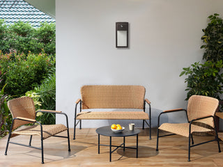 4 Seater Garden Sofa Set | Natural PE Rattan | Black | 2 Seater & 2 Armchairs | Coffee Table - Sofa In Store