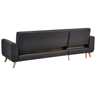 Corner Sofa Bed Black Upholstery Polyester Fabric Light Wooden Legs Pillows Modern Design Beliani - 559515 - Sofa In Store