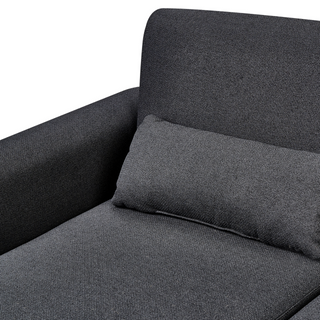 Corner Sofa Bed Black Upholstery Polyester Fabric Light Wooden Legs Pillows Modern Design Beliani - 559515 - Sofa In Store
