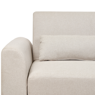 Corner Sofa Bed Light Beige Upholstery Polyester Fabric Light Wooden Legs Pillows Modern Design Beliani - 559573 - Sofa In Store