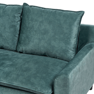 Corner Right Hand Sofa Teal Velvet Upholstery Wooden Legs Chaise Lounge Pillow Back Beliani