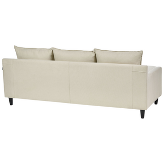 Corner Sofa Left Hand Beige Fabric Upholstery Wooden Legs Chaise Lounge 3 Seater Pillow Back Beliani