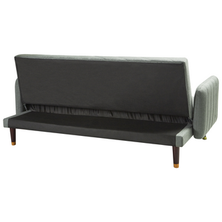 Sofa Bed Light Green Faux Linen Fabric Modern Living Room 3 Seater Wooden Legs Track Arm Beliani