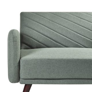 Sofa Bed Light Green Faux Linen Fabric Modern Living Room 3 Seater Wooden Legs Track Arm Beliani