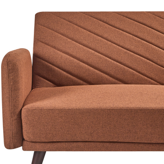 Sofa Bed Orange Faux Linen Fabric Modern Living Room 3 Seater Wooden Legs Track Arm Beliani - Sofa In Store
