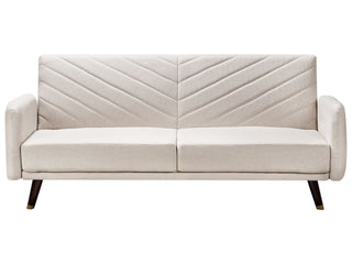 Sofa Bed Light Beige Faux Linen Fabric Modern Living Room 3 Seater Wooden Legs Track Arm Beliani - Sofa In Store