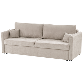 Sofa Bed Light Beige Polyester Fabric Convertible Sleeper with Storage Additional Cushions Removable Covers Modern Minimalist Style Living Room Bedroom Beliani - Sofa In Store