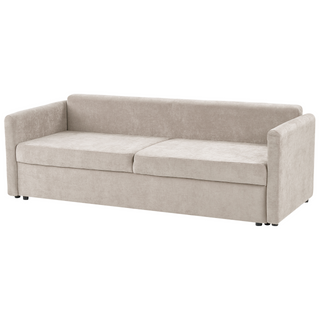 Sofa Bed Light Beige Polyester Fabric Convertible Sleeper with Storage Additional Cushions Removable Covers Modern Minimalist Style Living Room Bedroom Beliani - Sofa In Store