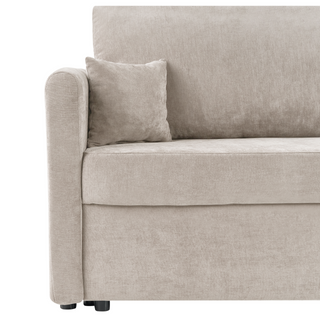 Sofa Bed Light Beige Polyester Fabric Convertible Sleeper with Storage Additional Cushions Removable Covers Modern Minimalist Style Living Room Bedroom Beliani - Sofa In Store