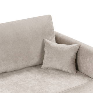 Sofa Bed Light Beige Polyester Fabric Convertible Sleeper with Storage Additional Cushions Removable Covers Modern Minimalist Style Living Room Bedroom Beliani - Sofa In Store