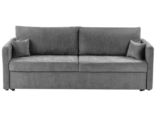 Sofa Bed Light Grey Polyester Fabric Convertible Sleeper with Storage Additional Cushions Removable Covers Modern Minimalist Style Living Room Bedroom Beliani - Sofa In Store