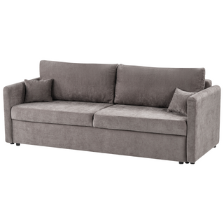 Sofa Bed Taupe Polyester Fabric Convertible Sleeper with Storage Additional Cushions Removable Covers Modern Minimalist Style Living Room Bedroom Beliani - Sofa In Store