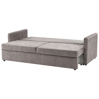 Sofa Bed Taupe Polyester Fabric Convertible Sleeper with Storage Additional Cushions Removable Covers Modern Minimalist Style Living Room Bedroom Beliani - Sofa In Store