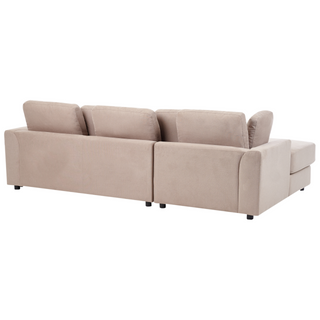 Corner Sofa Taupe Fabric Upholstered with Ottoman L-shaped Right Hand Orientation Beliani - Sofa In Store