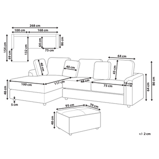 Corner Sofa Taupe Fabric Upholstered with Ottoman L-shaped Right Hand Orientation Beliani - Sofa In Store