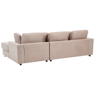 Corner Sofa Taupe Fabric Upholstered with Ottoman L-shaped Left Hand Orientation Beliani - Sofa In Store