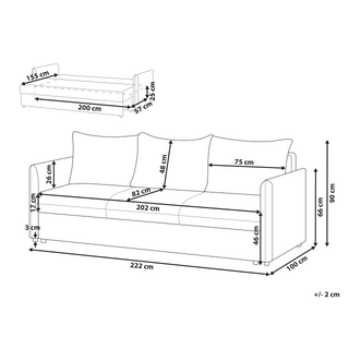 Sofa Bed Taupe Fabric 3 Seater Upholstery Cushions Modern Beliani - Sofa In Store