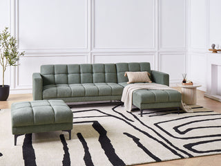 Left Hand Corner Sofa with Ottoman Green Polyester Fabric Upholstery Reclining Backrest 3 Positions Click-Clack Beliani - Sofa In Store