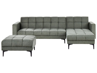 Left Hand Corner Sofa with Ottoman Green Polyester Fabric Upholstery Reclining Backrest 3 Positions Click-Clack Beliani - Sofa In Store