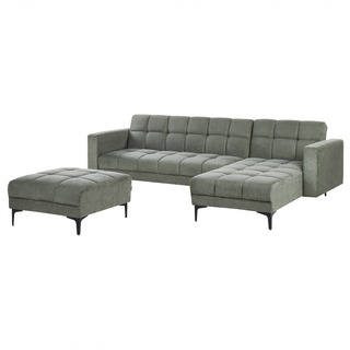 Left Hand Corner Sofa with Ottoman Green Polyester Fabric Upholstery Reclining Backrest 3 Positions Click-Clack Beliani - Sofa In Store