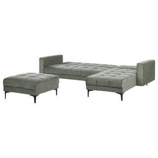 Left Hand Corner Sofa with Ottoman Green Polyester Fabric Upholstery Reclining Backrest 3 Positions Click-Clack Beliani - Sofa In Store