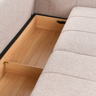 3 Seater Sofa Bed | Fabric | Light Brown | Storage & Thickly Padded | Modern Style - Sofa In Store